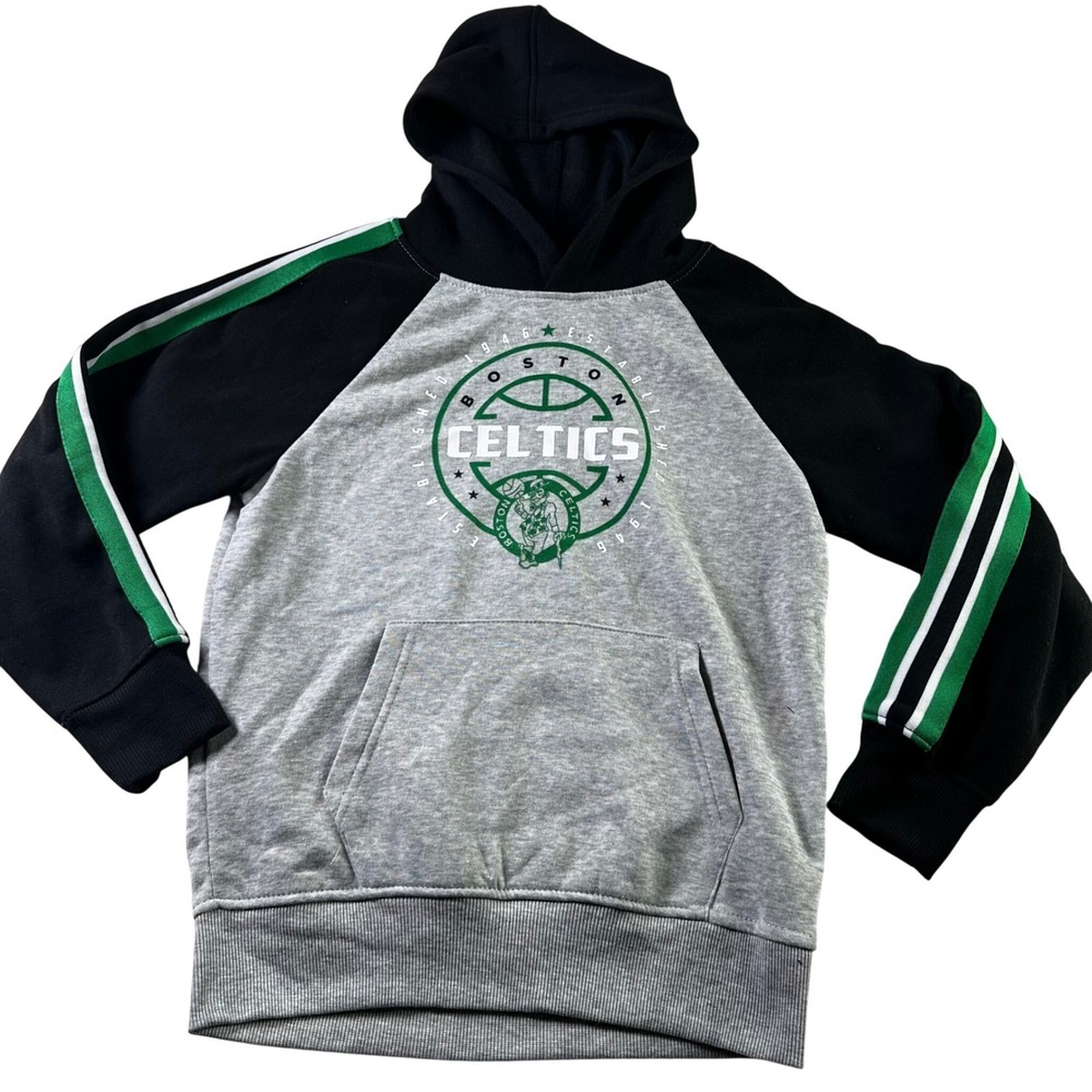 Kids Youth Boston Celtics NBA Basketball Hoodie Pullover Gray Black Green Sz S 8